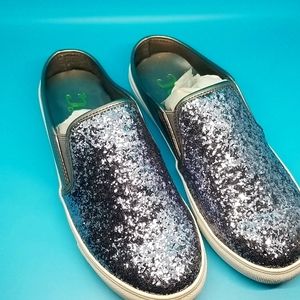 Glittery Silver Slip On's